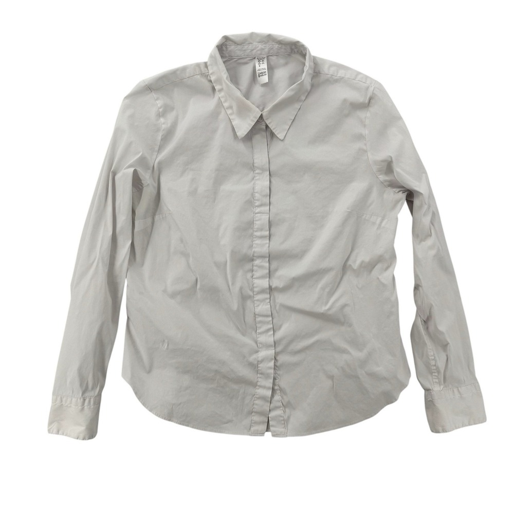 Spanx Button Front Shirt Womens XL White Long Sleeve Stretch Cotton Work Top
